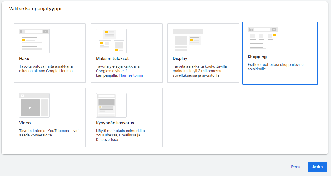 google-ads-kampanjatyyppi-shopping