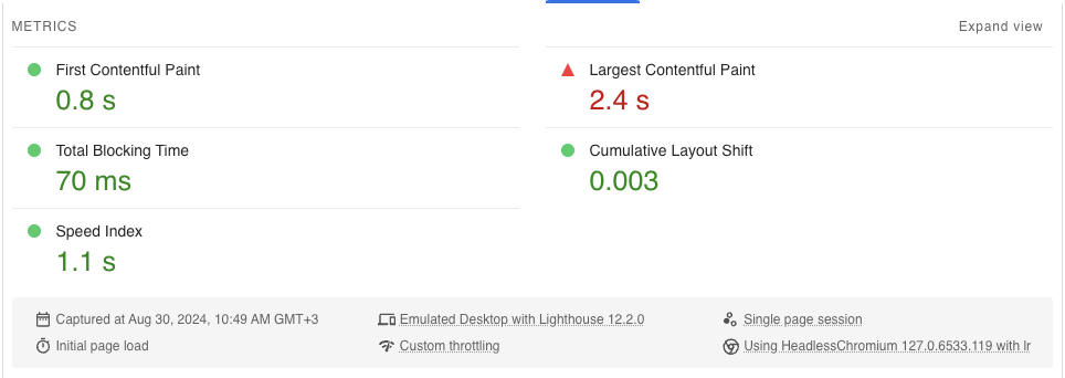 Google Page Speed Insights mittarit
