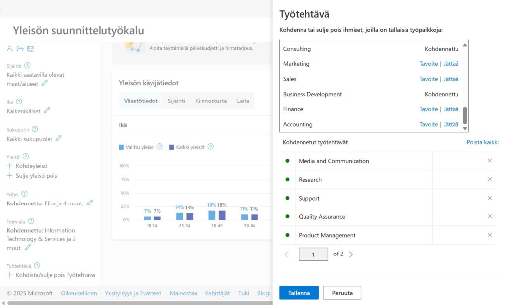 Microsoft Ads yleisön luominen